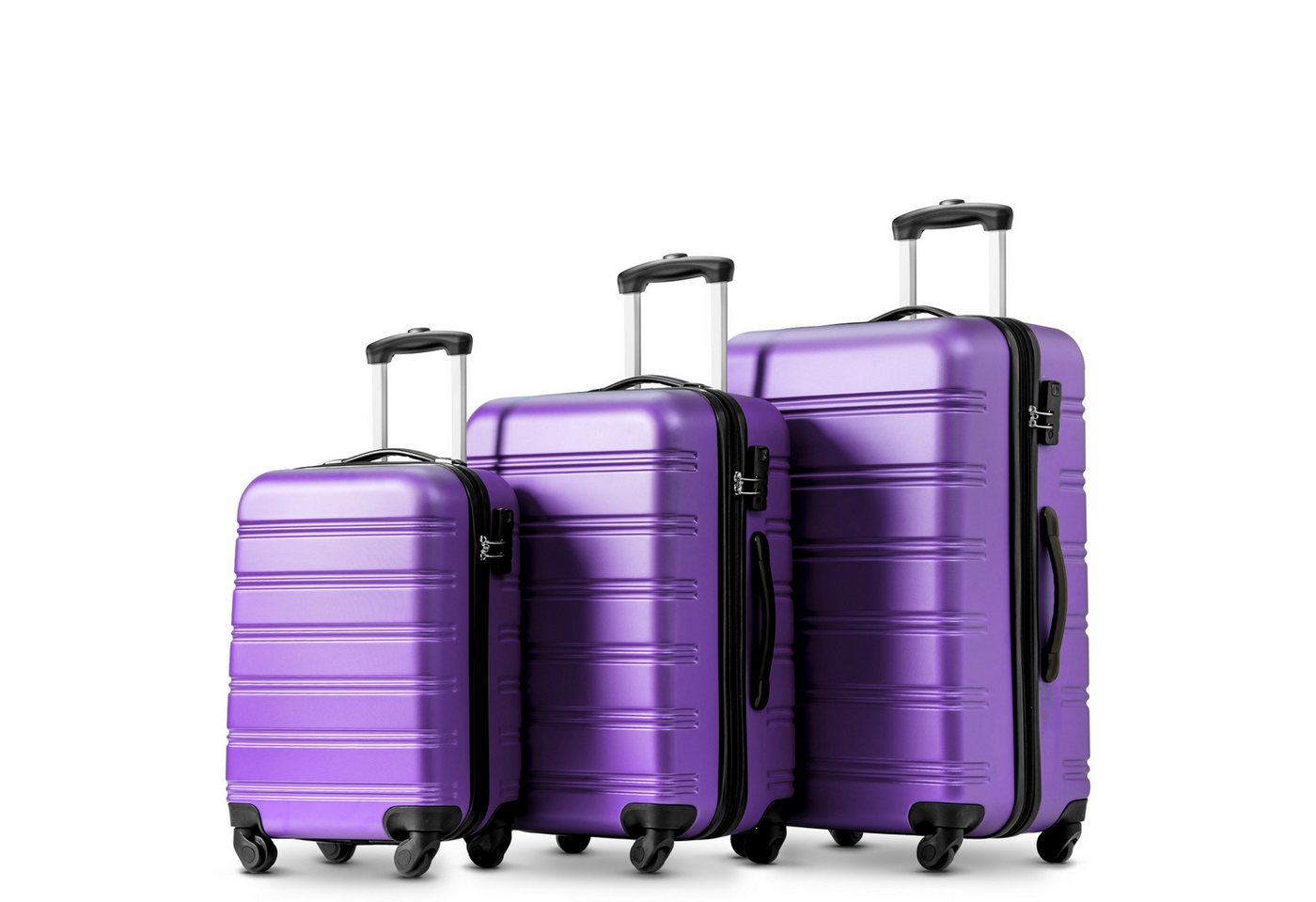 OKWISH Hartschalen-Trolley Hartschalenkofferset 3-tlg, 4 Rollen, M-L-XL-Set Handgepäck 4 Rollen ABS-Material von OKWISH