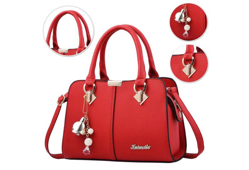 OKWISH Henkeltasche Damen Handtasche Umhängetasche Frauen Schulterbeute Freizeittasche (Arbeitstasche Messenger-Tasche Top Griff mit Schultergurt, 1-tlg., Kunstleder, Unitasche, Bürotasche, 28x19x13 cm), für Frau Frauen Jungen Arbeit Business Schule Büro usw von OKWISH