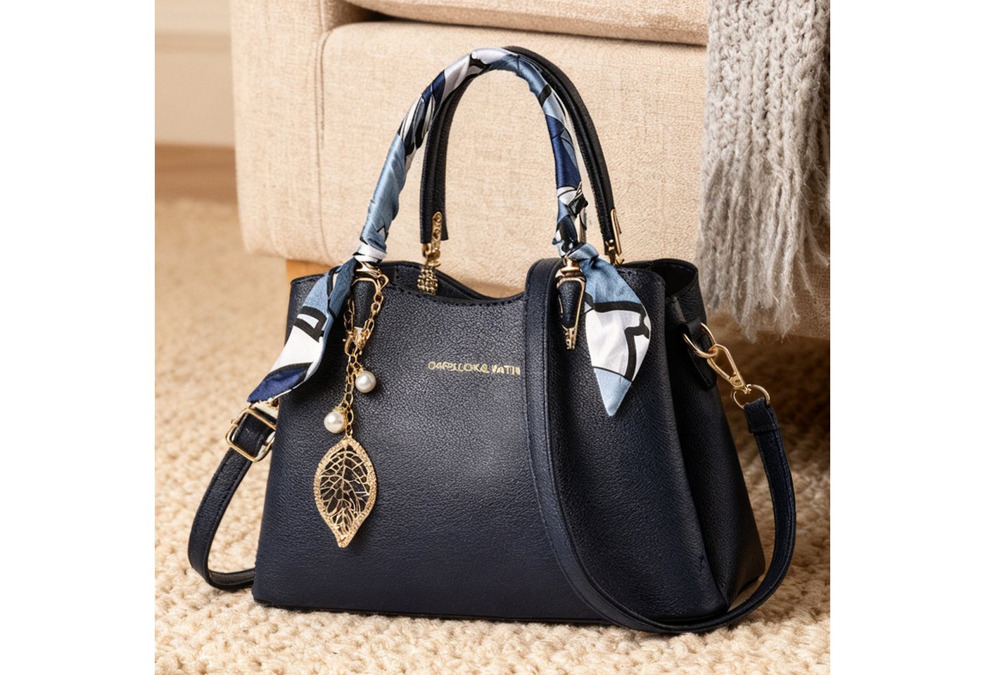 OKWISH Henkeltasche Damen-Handtasche Umhängetasche Tragetasche Aktentasche Tasche Damen (abnehmbarer Schulterriemen vielseitig tragbar Alltags Business-Tasche, 1-tlg., Drei Hauptfächer Reißverschluss- und Handyfach), für Alltag Reisen Partys Büro oder besondere Anlässe kombinierbar von OKWISH