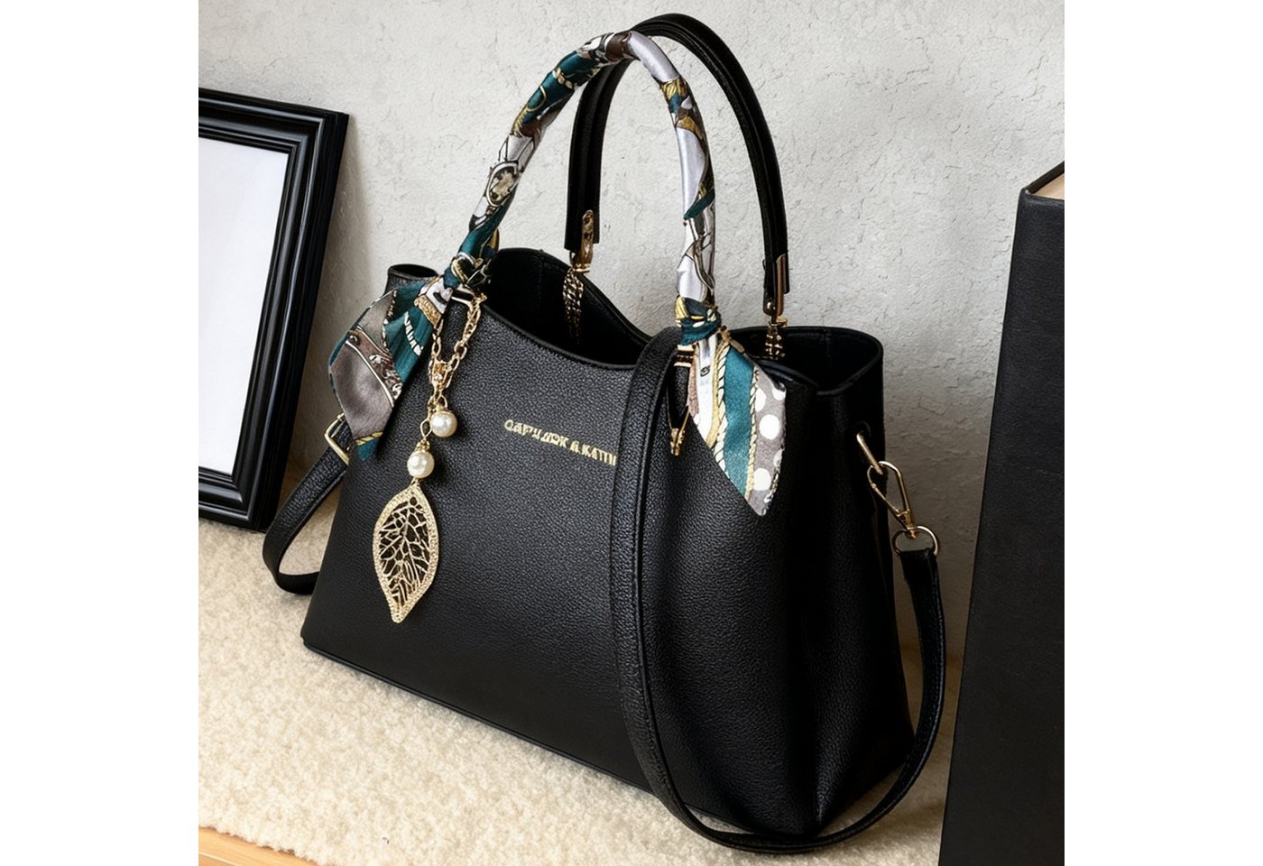 OKWISH Henkeltasche Damen-Handtasche Umhängetasche Tragetasche Aktentasche Tasche Damen (abnehmbarer Schulterriemen vielseitig tragbar Alltags Business-Tasche, 1-tlg., Drei Hauptfächer Reißverschluss- und Handyfach), für Alltag Reisen Partys Büro oder besondere Anlässe kombinierbar von OKWISH