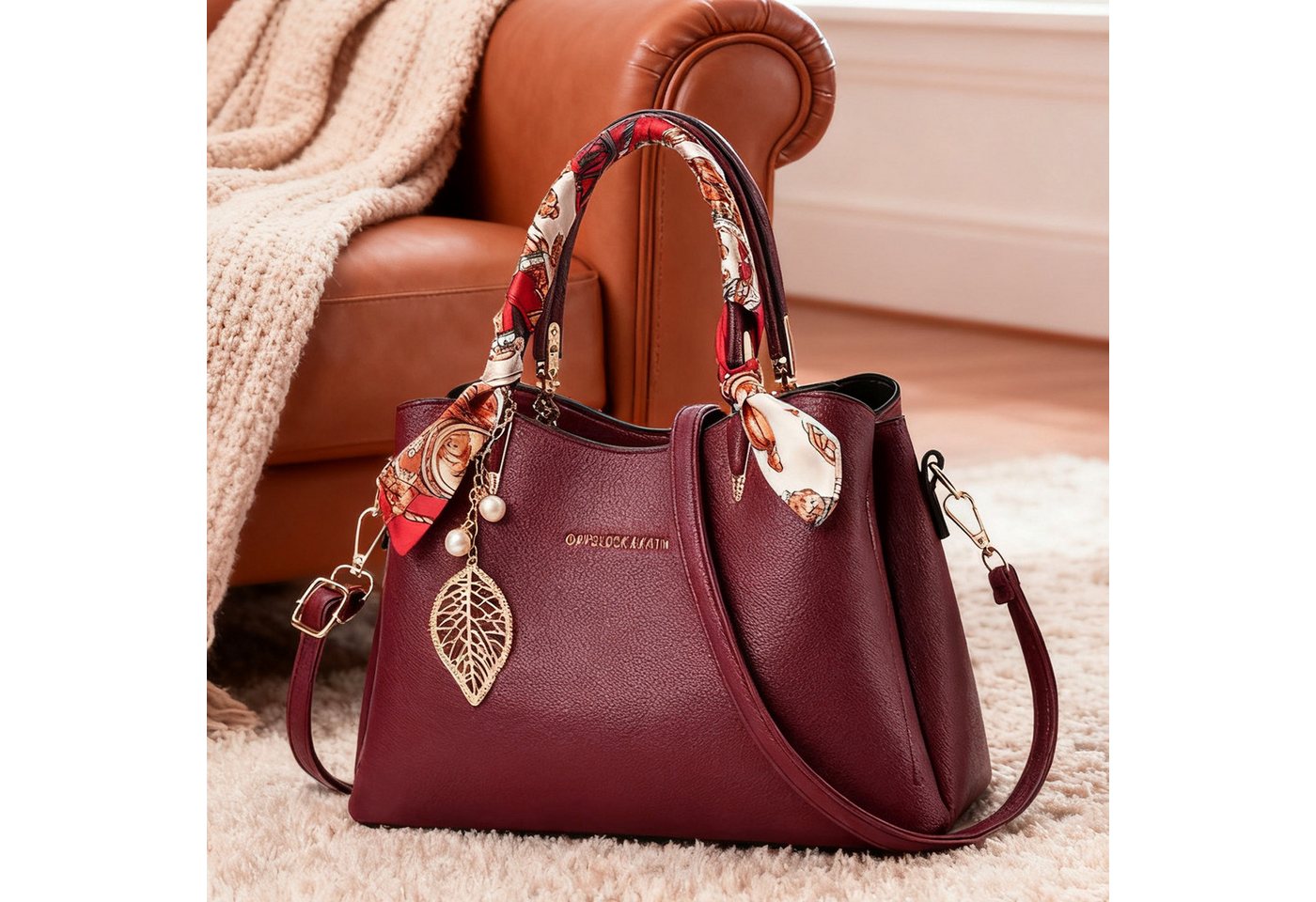 OKWISH Henkeltasche Damen-Handtasche Umhängetasche Tragetasche Aktentasche Tasche Damen (abnehmbarer Schulterriemen vielseitig tragbar Alltags Business-Tasche, 1-tlg., Drei Hauptfächer Reißverschluss- und Handyfach), für Alltag Reisen Partys Büro oder besondere Anlässe kombinierbar von OKWISH