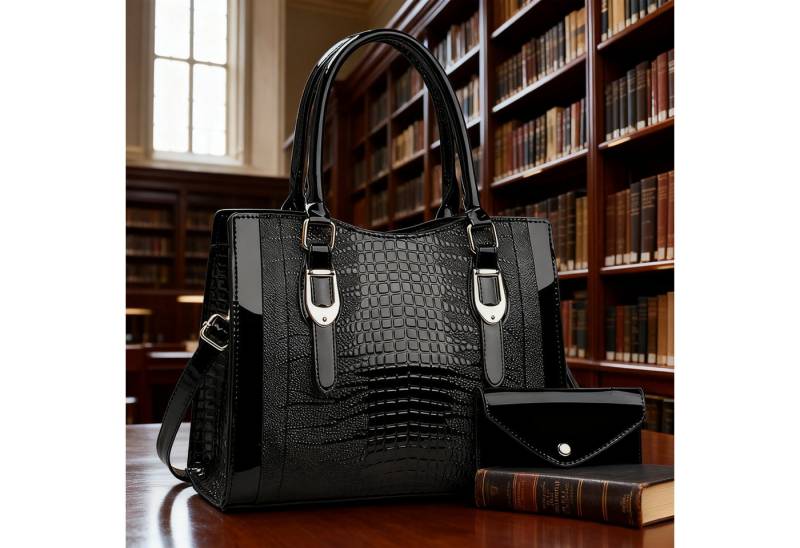 OKWISH Henkeltasche Schultertasche Tragetasche Handtasche Umhängetasche (2-in-1-Set aus Handtasche und Geldbörse, 2-tlg., mit Fächern für Handy Schlüssel und Kosmetik), stilvollem Design für Alltag Reisen und besondere Anlässe von OKWISH