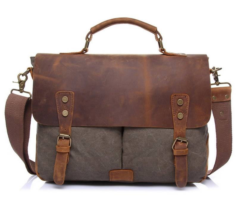OKWISH Henkeltasche Umhängetasche Handtasche Tragetasche Aktentasche Tasche Canvas (Schultertasche Arbeitstasche Messenger-Tasche Top Griff Schultergurt, Freizeittasche, Ledertasche, Unitasche, Bürotasche, luxuriös Luxus, Vintage), für Herren Frauen Jungen Freizeit Arbeit Business Schule Büro Reisen von OKWISH