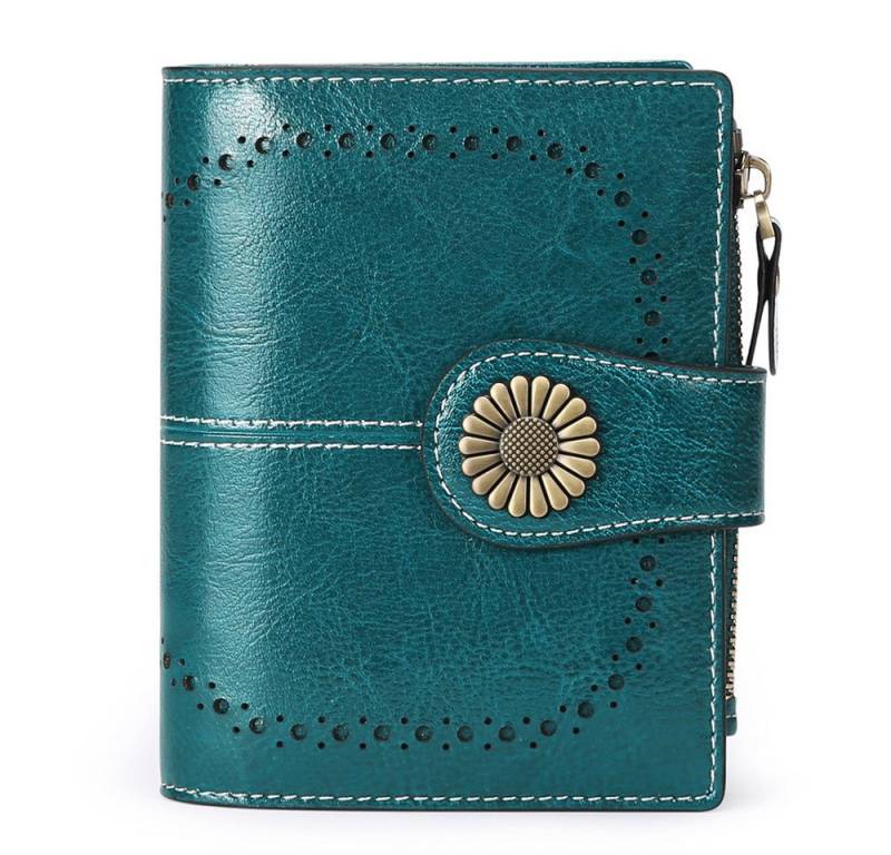 OKWISH Kartenetui Damen Kreditkartenetui Card Holder Kartenhalter Visitenkartenetui kurz (aus Kunstleder mit 16 Kartenfächer und Münzfach Reißverschluss, Bifold Wallet, Geldbeutel, Geldbörse, Frauen, Tragbar, RFID-Schutz), für Kreditkarte EC Karte Bank Karte Personalausweis Visitenkarten usw von OKWISH