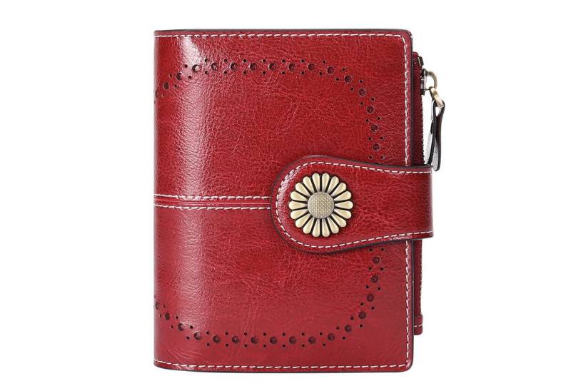 OKWISH Kartenetui Damen Kreditkartenetui Card Holder Kartenhalter Visitenkartenetui kurz (aus Kunstleder mit 16 Kartenfächer und Münzfach Reißverschluss, Bifold Wallet, Geldbeutel, Geldbörse, Frauen, Tragbar, RFID-Schutz), für Kreditkarte EC Karte Bank Karte Personalausweis Visitenkarten usw von OKWISH