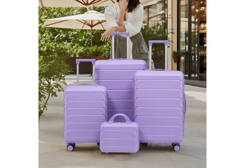 OKWISH Kofferset ABS-Spinner-Trolleyset, 12 Rollen, (mit Seitenhandgriffen, Aufhängehaken & Schutzfüßen, 4 tlg., S-M-L-XL-Set) von OKWISH