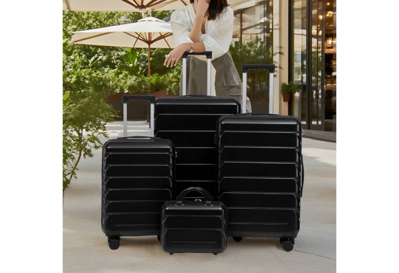 OKWISH Kofferset ABS-Spinner-Trolleyset, 12 Rollen, (mit Seitenhandgriffen, Aufhängehaken & Schutzfüßen, 4 tlg., S-M-L-XL-Set) von OKWISH