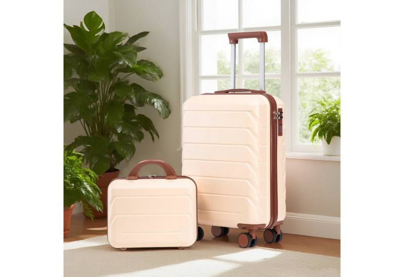 OKWISH Kofferset ABS-Spinner-Trolleyset, 4 Rollen, (mit Zahlenschloss & 14" Kosmetiktasche, 2 tlg., S-M-Set) von OKWISH