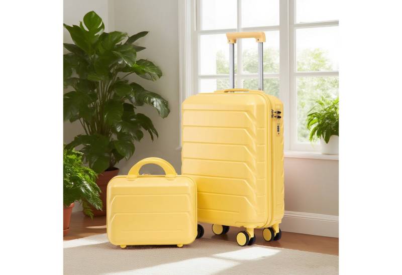 OKWISH Kofferset ABS-Spinner-Trolleyset, 4 Rollen, (mit Zahlenschloss & 14" Kosmetiktasche, 2 tlg., S-M-Set) von OKWISH