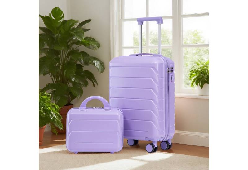 OKWISH Kofferset ABS-Spinner-Trolleyset, 4 Rollen, (mit Zahlenschloss & 14" Kosmetiktasche, 2 tlg., S-M-Set) von OKWISH