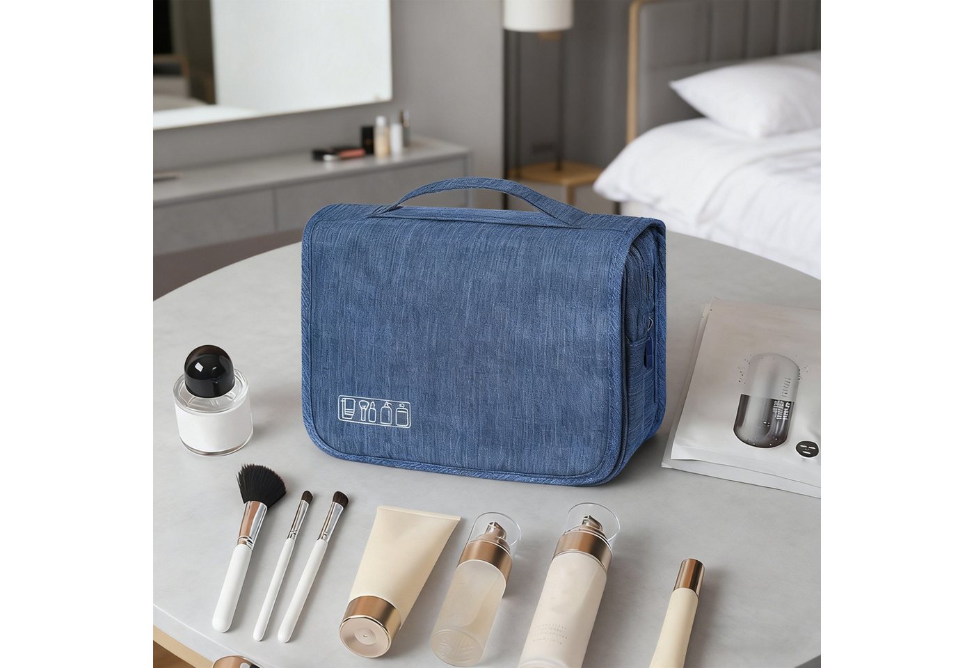 OKWISH Kulturbeutel Hängekulturbeutel Waschtasche Kosmetiktasche Netztaschen Organizer (große wasserdichte Reise-Waschtasche Make-up Tasche, 1-tlg., mit mehreren Fächern robustem Haken zum Aufhängen), für Urlaub Geschäftsreise und Outdoor-Abenteuer von OKWISH