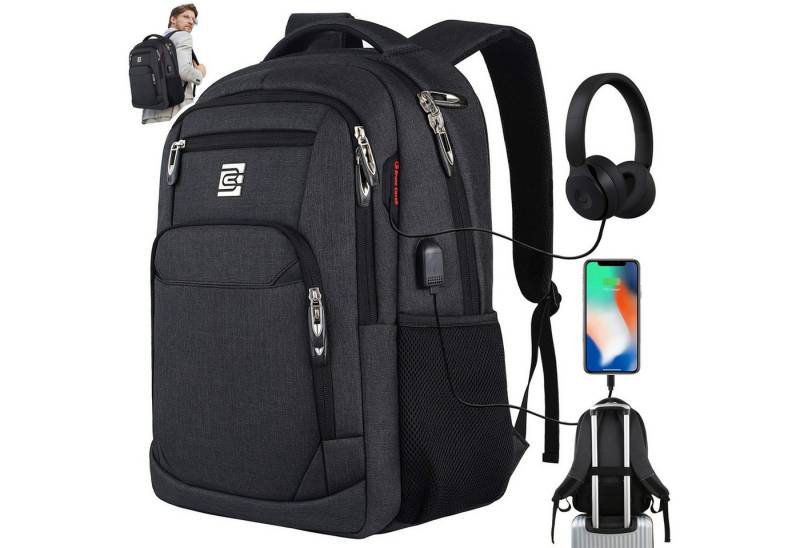 OKWISH Laptoprucksack Laptop Rucksäcke Schulrucksack Wasserbeständig Laptoptasche (Uni Tasche Businessrucksack Sportrucksack, Backpack mit Laptopfach, Anti-Diebstahl, mit USB-Anschluss), Herren Damen Jungen Teenager Arbeit Business Freizeit Reisen von OKWISH