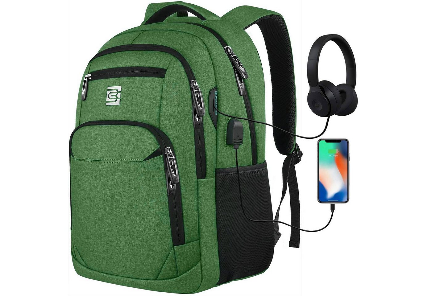 OKWISH Laptoprucksack Laptop Rucksack Rucksäcke Schulrucksack Laptoptasche Wasserbeständig (Laptop Notebook Tasche Schule Uni Rucksack Freizeitrucksack, Sportrucksack, mit USB-Anschluss, Anti-Diebstahl, Backpack mit Laptopfach), Herren Damen Jungen Teenager Freizeit Arbeit Business Reisen von OKWISH