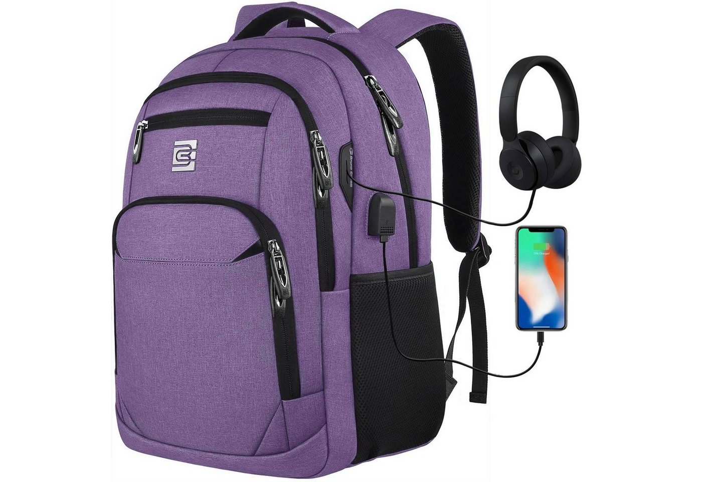 OKWISH Laptoprucksack Laptop Rucksack Rucksäcke Schulrucksack Laptoptasche Wasserbeständig (Laptop Notebook Tasche Schule Uni Rucksack Freizeitrucksack, Sportrucksack, mit USB-Anschluss, Anti-Diebstahl, Backpack mit Laptopfach), Herren Damen Jungen Teenager Freizeit Arbeit Business Reisen von OKWISH