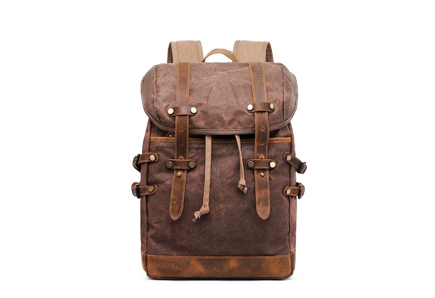 OKWISH Laptoprucksack Rucksack Schulrucksack Lederrucksack Reiserucksack Schultertasche (Vintage Echtes Leder Canvas Notebook Laptop Tasche Schule Uni Rucksack, Backpack mit Laptopfach, für bis 17,3-Zoll Laptop, Echtleder, Canvas), für Herren Damen Jungen Teenager Freizeit Arbeit Business Reisen von OKWISH