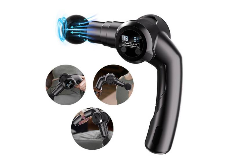 OKWISH Massagepistole Massagegerät Set Faszienpistole Massage Gun Muskelentspannung, bis zu 3200 U/min 1-tlg., Leise Tragbar Faltbar Muskel Massage Gerät mit Transportcase, mit 6 Massageköpfen zur Schmerzlinderung Rücken Nacken Schulter Beine von OKWISH