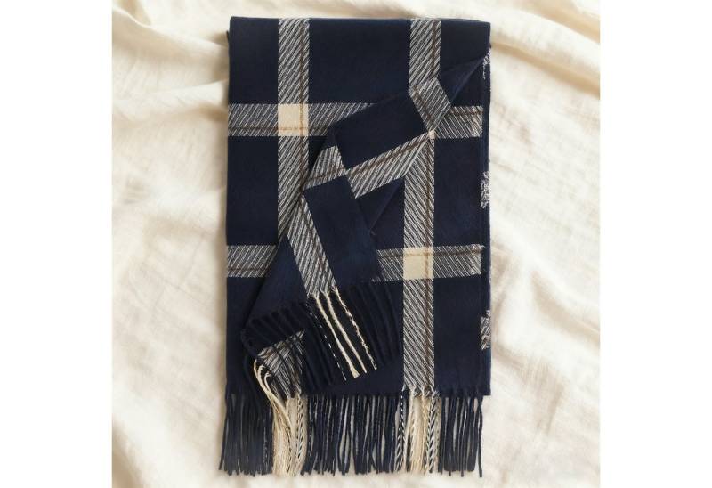 OKWISH Modeschal Winterschal Großer Damenschal eleganter Umschlagtuch Schal, (kann als Schultertuch Decke oder Poncho verwendet werden, 1-St. ideal für kalte Tage Reisen Abendkleider und entspanntes Yoga), warmem Karomuster eleganten Fransen 196 x 64 cm Mischgewebe von OKWISH