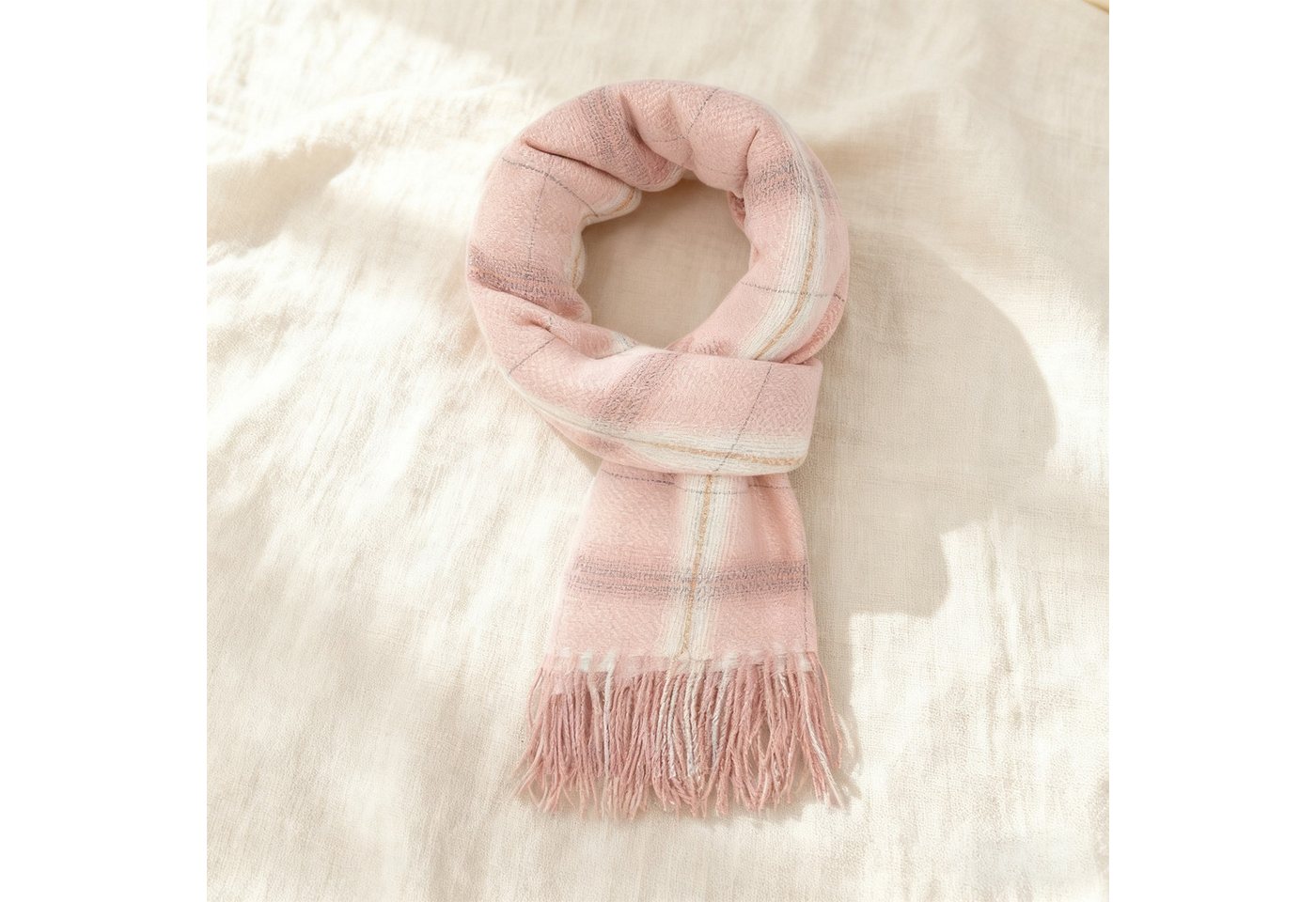 OKWISH Modeschal Winterschal Großer Damenschal eleganter Umschlagtuch Schal, (kann als Schultertuch Decke oder Poncho verwendet werden, 1-St. ideal für kalte Tage Reisen Abendkleider und entspanntes Yoga), warmem Karomuster eleganten Fransen 196 x 64 cm Mischgewebe von OKWISH