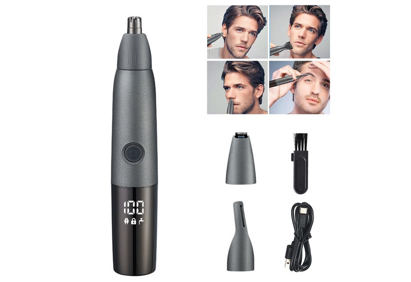 OKWISH Nasenhaartrimmer Nasenhaarschneider Herren Augenbrauen Barttrimmer IPX7 Wasserdichte, LED Akku‑Anzeige USB Wiederaufladbar Nasentrimmer Gesichtstrimmer, schmerzfreier Augenbrauen und esichtshaartrimmer für Männer Frauen von OKWISH