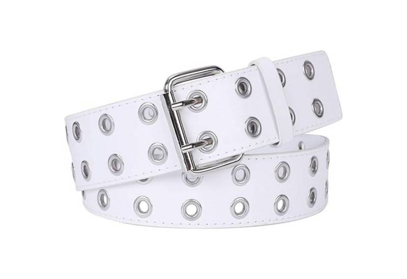 OKWISH Nietengürtel Ledergürtel Ösengürtel Jeansgürtel Damen Herren (Doppellochgürtel, 1-St., Ledergürtel Kunstleder Gürtel mit Punk Style Cosplay Hip Hop) für Gothic Rockwear von OKWISH