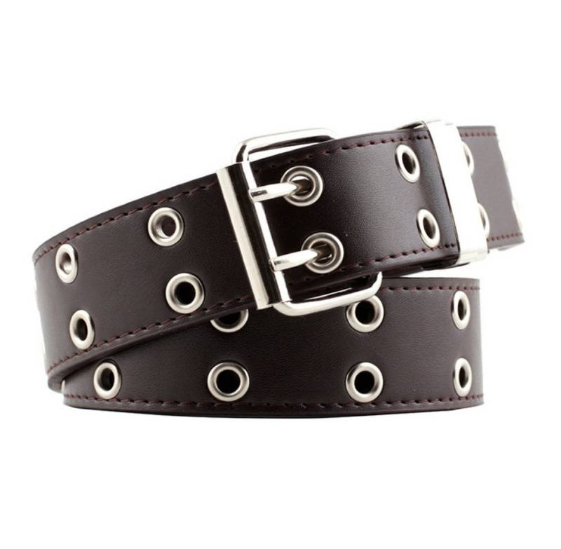 OKWISH Nietengürtel Ledergürtel Ösengürtel Jeansgürtel Damen Herren (Doppellochgürtel, 1-St., Ledergürtel Kunstleder Gürtel mit Punk Style Cosplay Hip Hop) für Gothic Rockwear von OKWISH