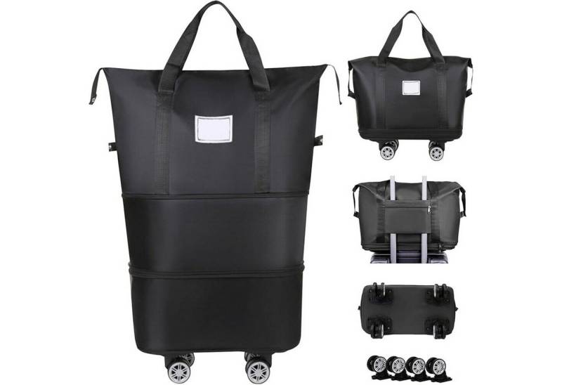 OKWISH Reisetasche Erweiterbar Handtasche mit Rollen Weekender Tasche (Faltbare Großer Sporttasche Trainingstasche Travel Duffle Bag, 1-tlg., Nass und Trocken Trennung, 360° drehbar, Wasserdicht), für Damen Herren zum Reisen Sport Camping Weekender Übernachtung von OKWISH