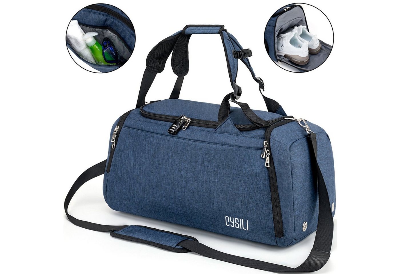 OKWISH Reisetasche Trainingstasche Sporttasche Handtasche Schultertasche Seesack Sport (Fitness Tasche Schwimmtasche Sport Reise Tasche Übernachtungstasche, 42L, Zahlenschloss, groß, Weekender, mit Schuhfach Nassfach), Männer Frauen Reisen Gym Urlaub Übernachtung Freizeit Arbeit Business von OKWISH