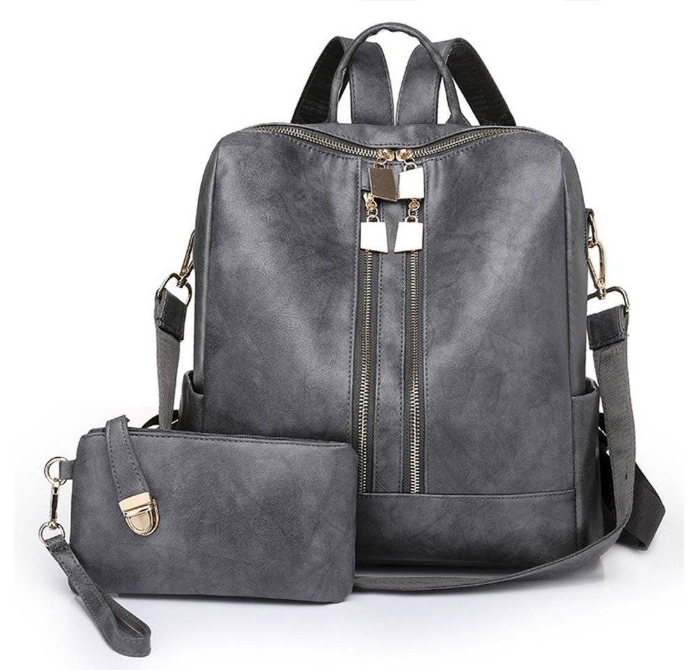 OKWISH Rucksack Laptoprucksack Schulrucksack Lederrucksack Reiserucksack Leder (32x32x14 cm Lederrucksäcke mit 20x11 cm Handtasche, Schultertasche, Vintage, Notebook Laptop Tasche, Schule Rucksack), für Herren Damen Jungen Teenager Freizeit Arbeit Business Reisen von OKWISH