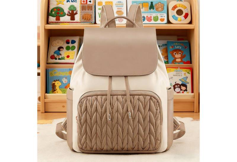 OKWISH Rucksack Reiserucksack Cityrucksack Freizeitrucksack Stylischer Alltagstasche (mit 1 Hauptfach 2 Seitentaschen und 1 Fronttasche, 1-tlg., wasserabweisendem und DIY-Deko-Option mit Diebstahlschutz-Tasche), Leichter Quilted-Rucksack für Alltag Reisen Schule von OKWISH