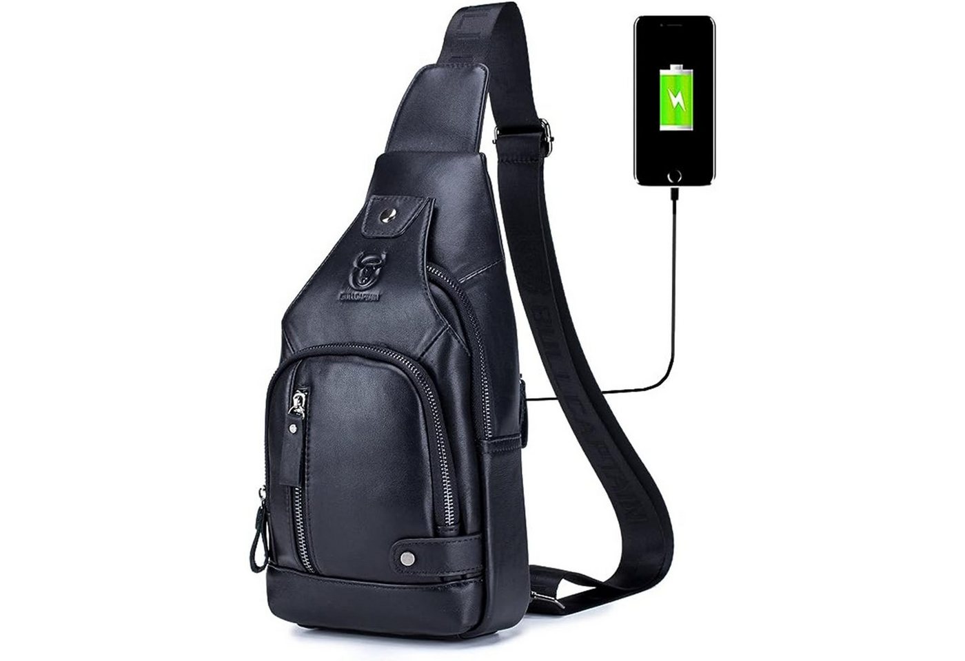 OKWISH Schultertasche Brusttasche Sling Schulter Rucksack Rucksäcke Crossbody Umhängetasche (Anti-Diebstahl Herren Damen Unisex 30 x 16 x 7 cm Groß Echtleder, Geldgürtel, Sport, Sporttasche, Handytasche, mit USB-Lade-Anschluss), für Outdoor Camping Reisen Wandern Radfahren Multipurpose Tagepacks von OKWISH