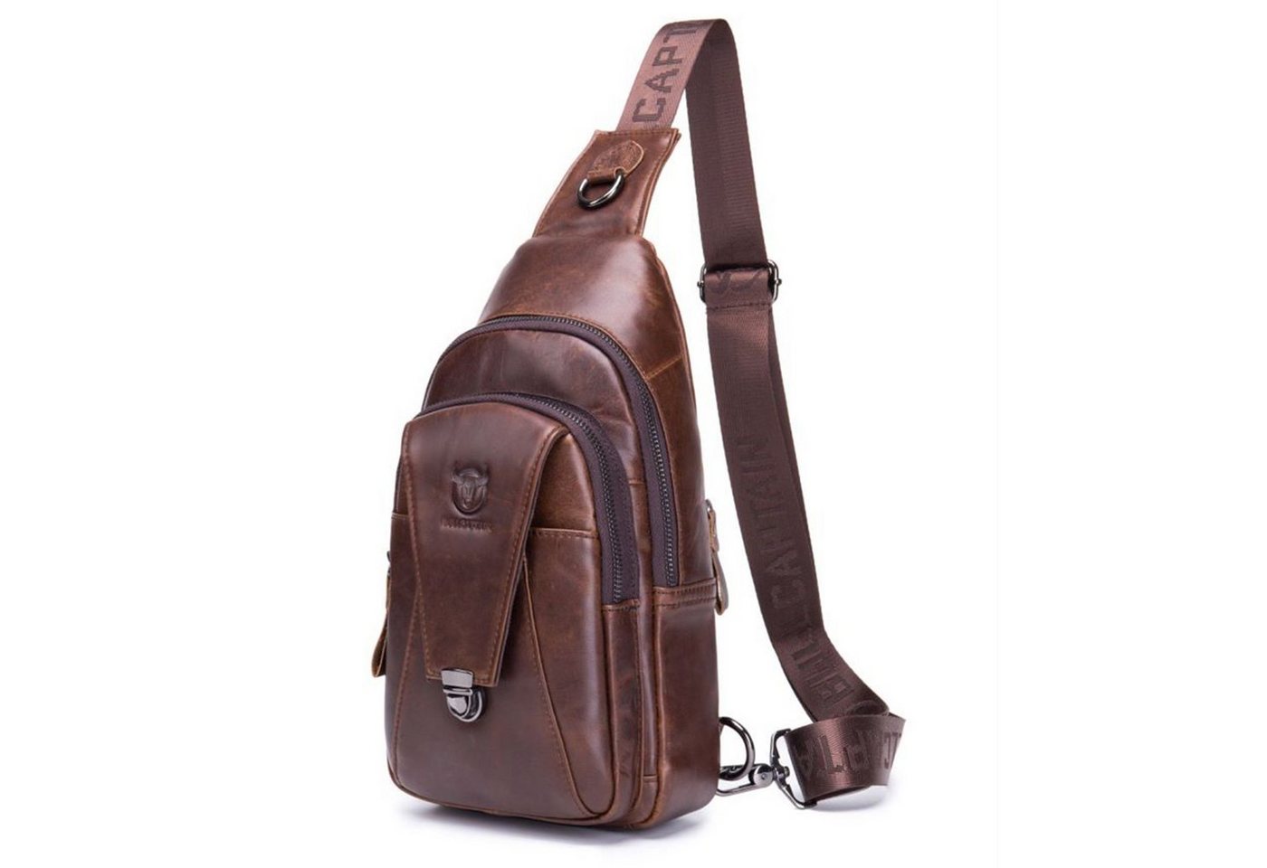 OKWISH Schultertasche Brusttasche Sling Schulter Rucksack Rucksäcke Crossbody Umhängetasche (aus Echtes Leder Herren und Damen 18 x 30 x 5 cm, Geldgürtel, Sport, Sporttasche, Handytasche, Anti-Diebstahl, Echtleder), für Outdoor Camping Reisen Wandern Radfahren Multipurpose Tagepacks von OKWISH