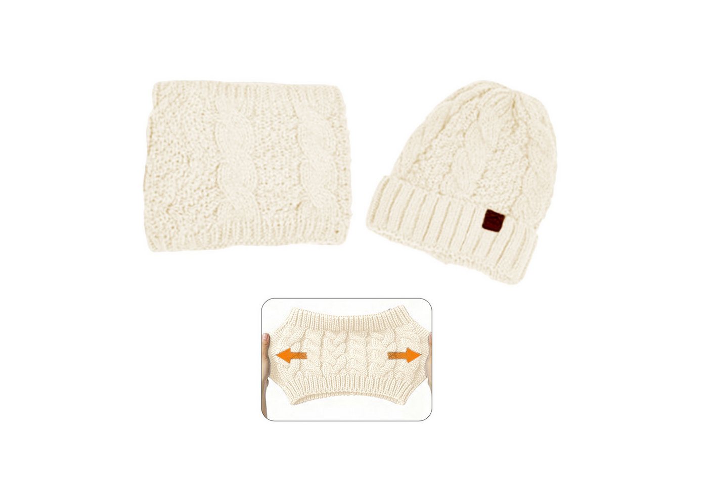 OKWISH Strickmütze Damen Wintermütze und Schal Set Strickmütze Mützen- und Halsset (Leichtes Design mit Schal und Mütze separat nutzbar, 2-St., mit elastischer Passform für Kopfumfänge von 55–60 cm) Vielseitig für Outdoor-Aktivitäten eignet sich auch als Geschenk von OKWISH