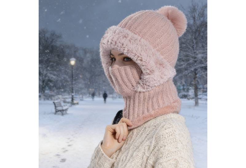 OKWISH Strickmütze Wintermütze Multifunktions-Kapuzenmaske Wärmeisolierende Strickmütze (mit windabweisender Gesichtsabdeckung Atmungsaktiv elastisch und warm, 1-St., Multifunktionale Nutzung als Kopf- Hals- Ohr Halbgesichtsbedeckung) Ideal für Outdoor-Aktivitäten wie Skifahren Radfahren Wandern von OKWISH