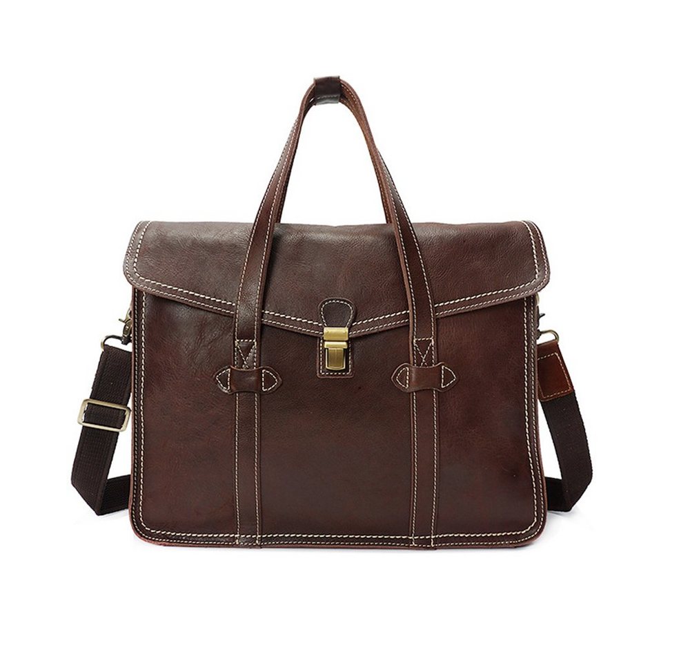 OKWISH Umhängetasche Henkeltasche Handtasche Leder Tragetasche Aktentasche Tasche Vintage (Schultertasche Arbeitstasche Messenger-Tasche verstellbar Schultergurt, Ledertasche, Unitasche, Bürotasche, Freizeittasche, Echtes Leder), für Herren Frauen Jungen Freizeit Arbeit Business Schule Büro Reisen von OKWISH