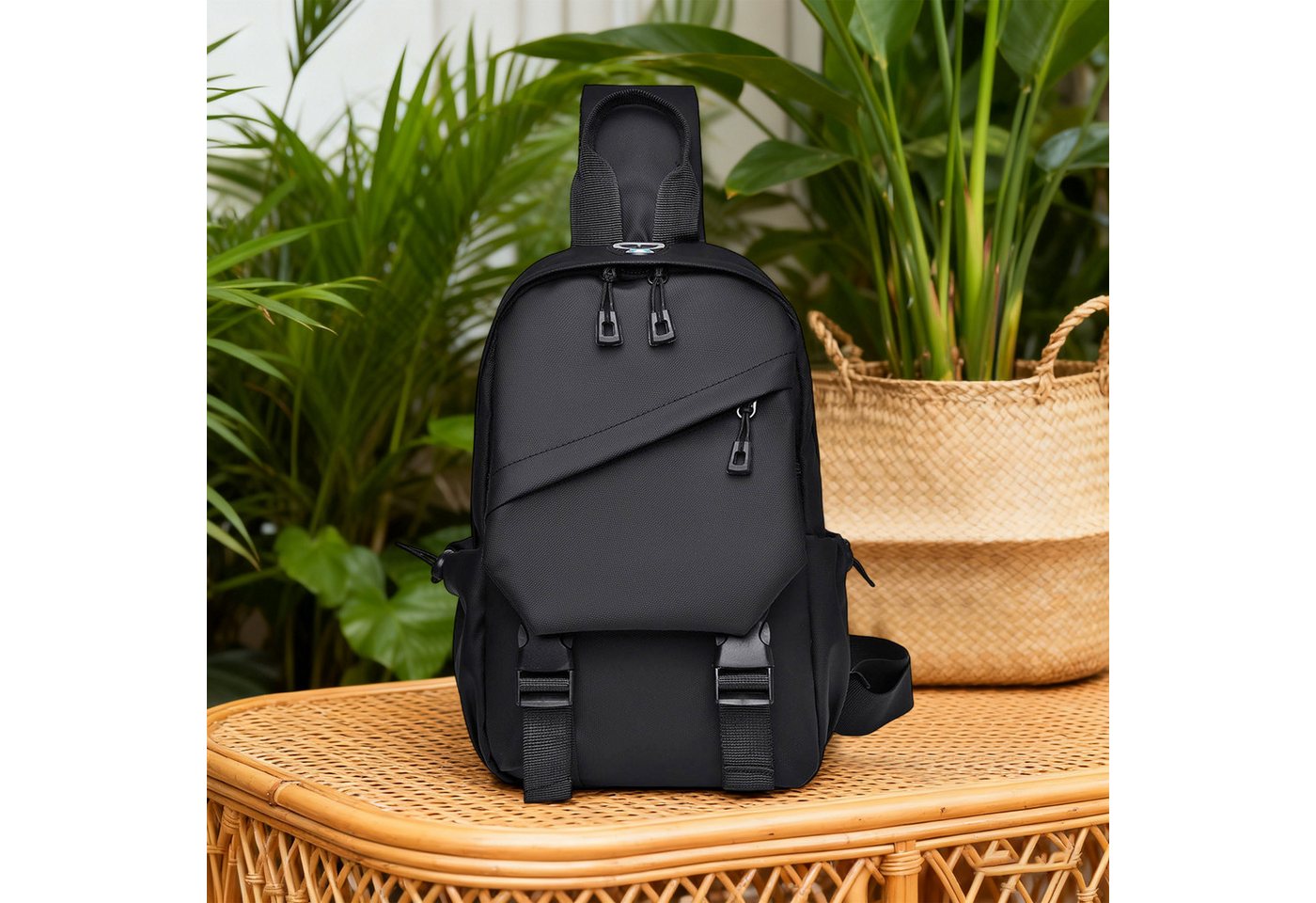 OKWISH Umhängetasche Hüfttasche Brusttasche Schultertasche Crossbody-Bag mit USB-Anschluss (mit Mehrere Taschen und USB-Ladeanschluss, 1-tlg., 30 x 8 x 18 cm für vielseitigen Einsatz), Verstellbare Schulterriemen für links- oder rechtsseitiges Tragen von OKWISH