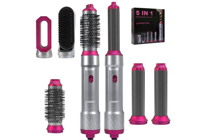 OKWISH Warmluftbürste Heißluftfön Haartrocknerbürste Elektrischer Warmluft-Lockenstab, mit Diffusor Lockenaufsatz Glättbürste 3 Temperaturstufen von OKWISH