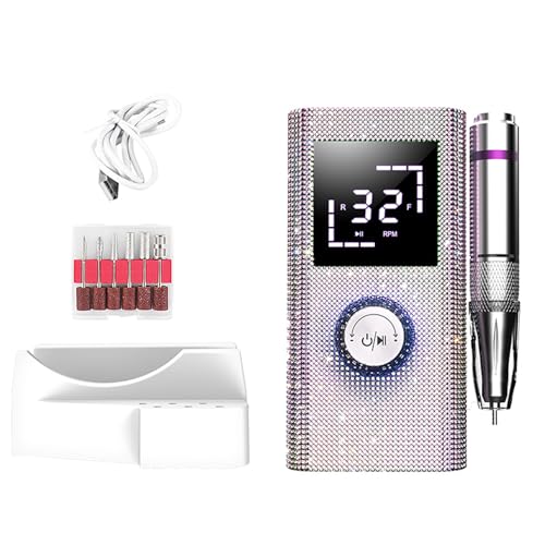 Professionelle kabellose elektrische Nagelfräsmaschine mit 45.000 U/min: Hochgeschwindigkeits-Nagelwerkzeug mit einstellbarem LED-Knopf , tragbares Maniküre-Pediküre-Set für den Heimsalon von OKYUK