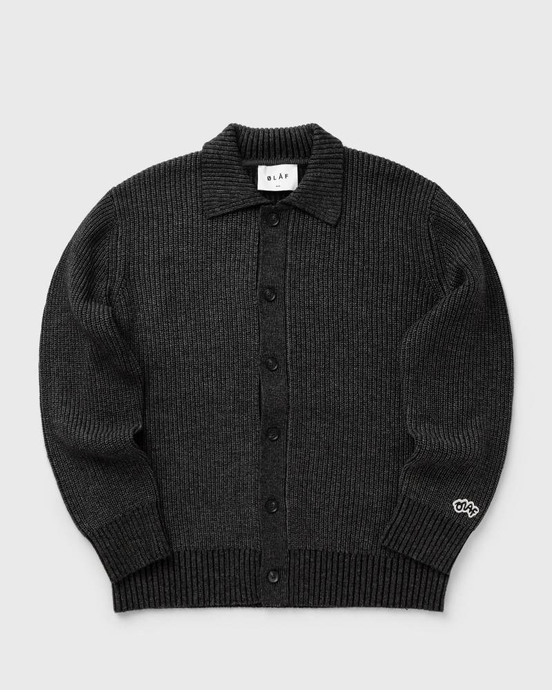 ØLÅF KNITTED RIBBED CARDIGAN men Zippers & Cardigans grey in Größe:L von ØLÅF