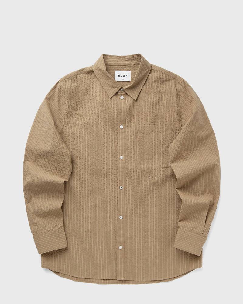 ØLÅF SEERSUCKER STRIPE SHIRT men Longsleeves brown in Größe:L von ØLÅF