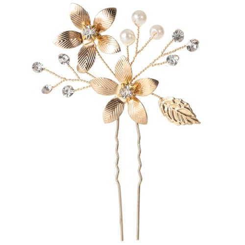 Brautschmuck Haarschmuck U-Form Pin mit Kunstperlen Blume Haarteil für Hochzeit von OLACD