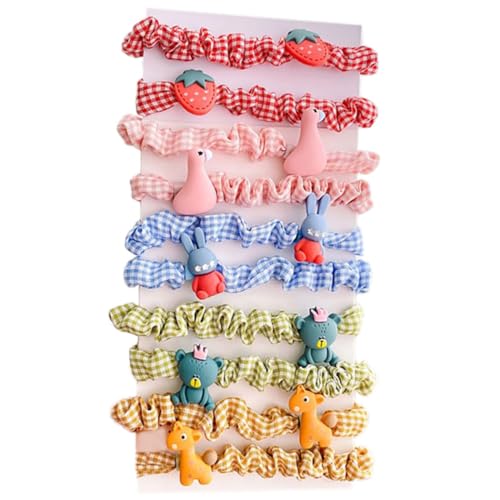 Bunte niedliche Cartoon-Haargummis, 10 Stück Haarbänder für Kinder, Pferdeschwanz-Halter von OLACD