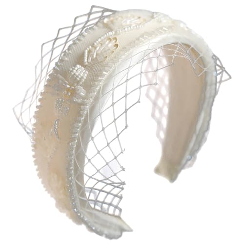 Eleganter, handgefertigter modischer einfacher Netz-Haarreif für Damen, für Hochzeit, Party, Kopfschmuck, elegante Damen-Perle von OLACD