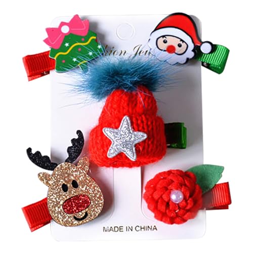 Haar-Accessoires, niedliche Haarspangen, Krokodilklemmen, 5 Stück, Weihnachtsmode, Cartoon, Weihnachtsmann, Mädchen, Elchhaar, für Zuhause von OLACD