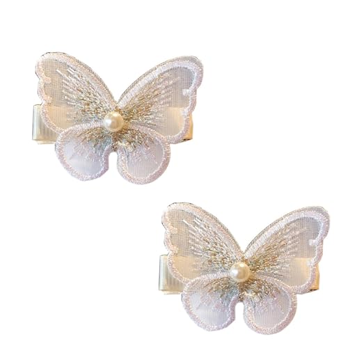 Haarschmuck Mädchen Schmetterling Clips Perlenstickerei 1 Paar für Haarnadeln von OLACD