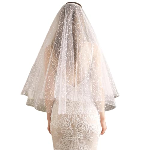 Kapelle Braut Tüllschleier mit Kamm: Bachelorette Leicht Klassisch Mode Schleier Dekorative Hochzeit Braut Stern, Einheitsgröße, Polyester von OLACD