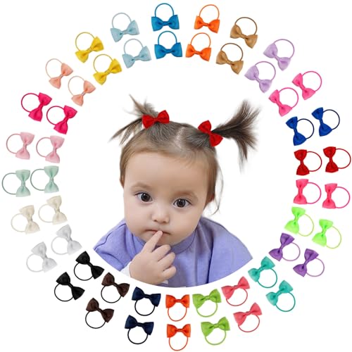 Niedliche Haargummis mit Schleife, Pferdeschwanz-Halter, kleine Haargummis für Kinder und Mädchen, 50 Stück von OLACD