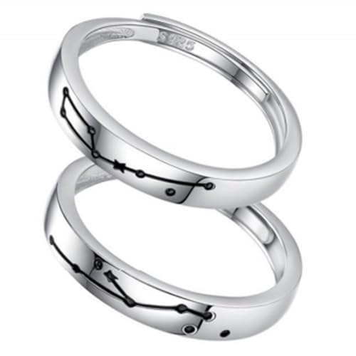 OLACD Einfacher gravierter Paarring: Wo 2 Stück Metall Retro Unisex Offener Mode Passender Ring Trendiger Ring Knöchelring, Einheitsgröße, Kupfer von OLACD
