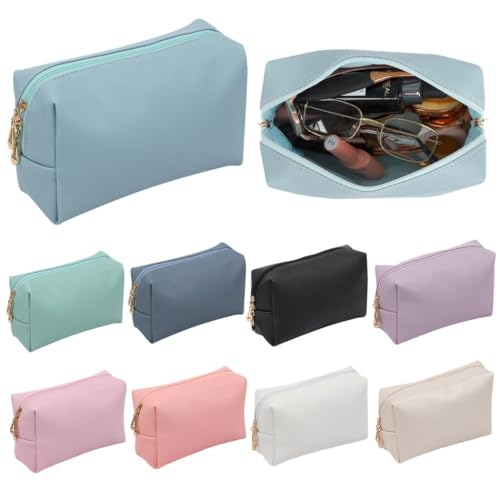 OLACD Wasserabweisender Organizer, tragbare Taschen für Reisen, Kosmetiktaschen aus PU-Leder, für Mädchen und Frauen, Make-up-Taschen mit Zwei-Wege-Reißverschlüssen, 9 Stück, verschiedene Farben, von OLACD