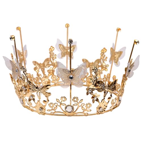 Schicke leichte Metall-Hochzeitskrone, Braut-Tiara-Kuchenaufsatz, dekorativer Schmetterling, romantische Kuchenkrone, Einheitsgröße, Kautschuk von OLACD