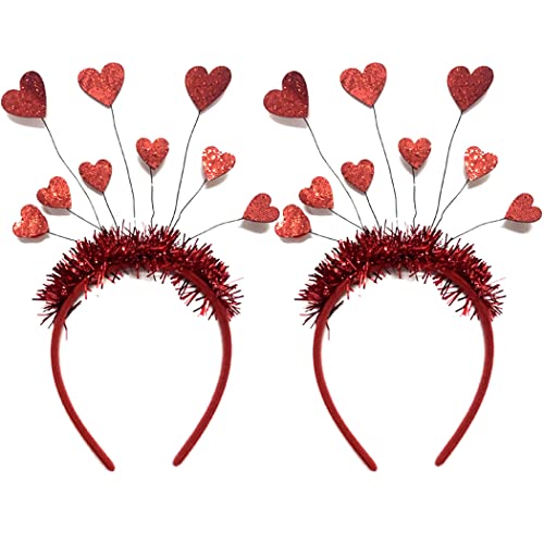 Trendiges lustiges Valentinstag-Stirnband: dekorativ, modisch, rutschfest, Glitzer, 2 Stück, niedlich, für Party, Foto-Requisite, Stirnband, trendig von OLACD